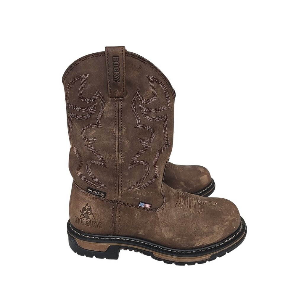 Rocky Men's RKW0419 Original Ride USA Steel Toe Western Work Boot Brown  8.5M - Picture 2 of 7
